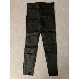 ZARA Faux Leather Pants Women's Large Black Zip Bottom Legs Skinny‎ Ankle Pants